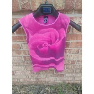 Vintage GAP Pink Rose Floral Graphic Tank Top Y2K 90s Feminine Romantic Sz XS